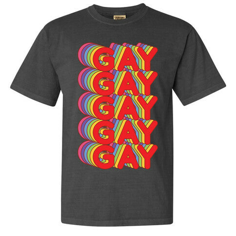 Gay Retro Rainbow Comfort Colors Heavyweight Tee